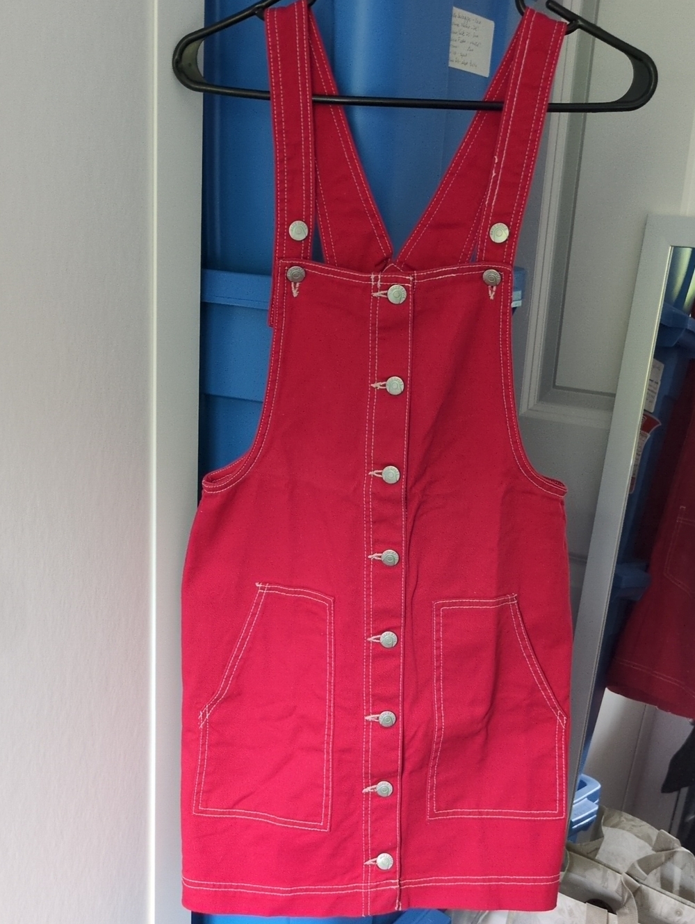 Red Denim Overall Dress by Blue Spice - Size M